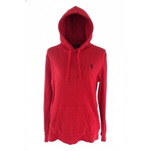 Polo Ralph Lauren Waffle Knit‎ Hoodie Pullover Sweatshirt Red Casual S